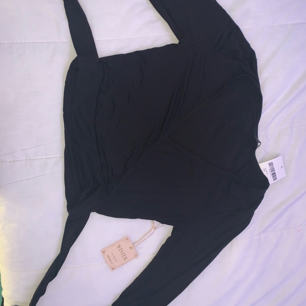 long sleeve black wrapshirt